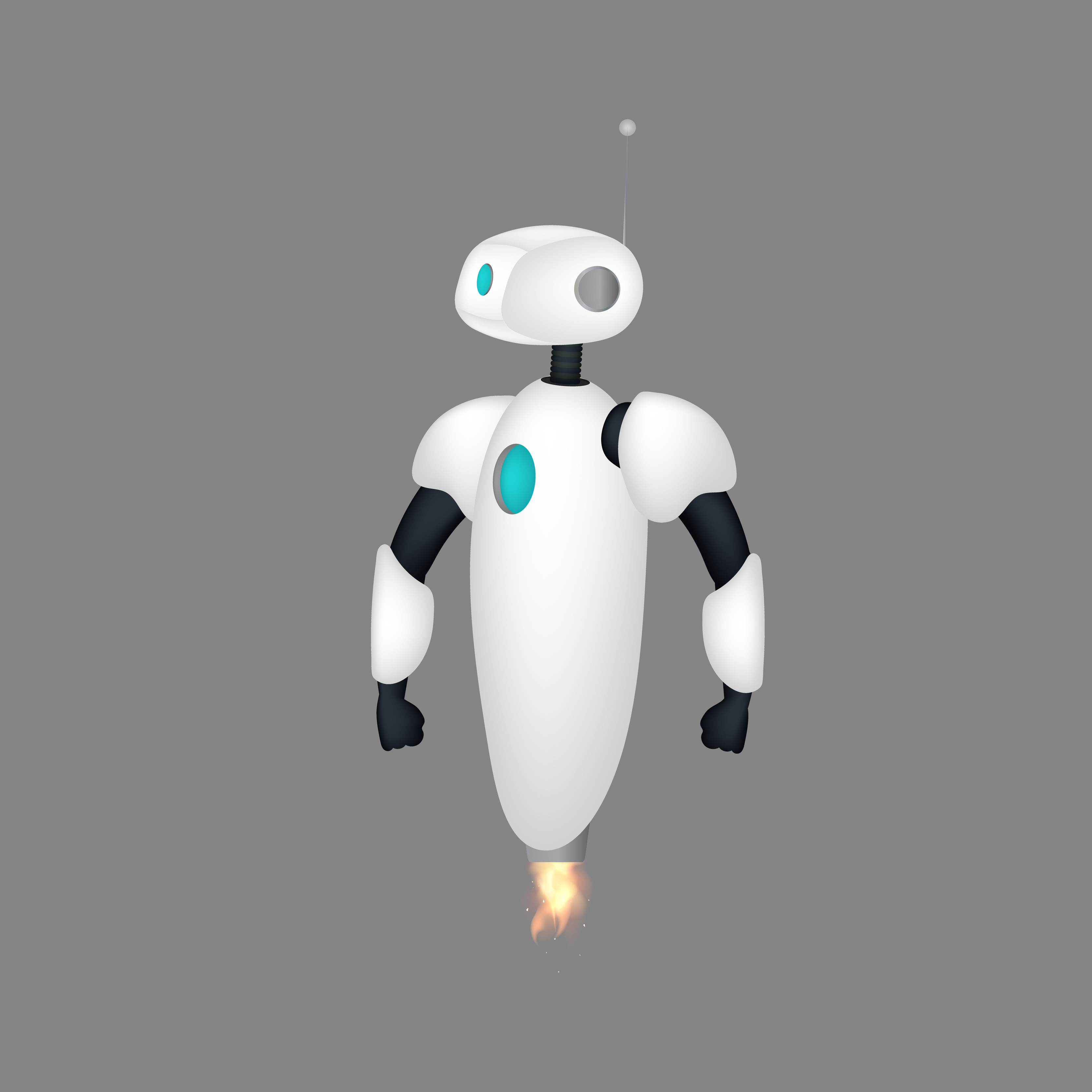 White Flying Robot Large Chat Bot Good For App Design Vector