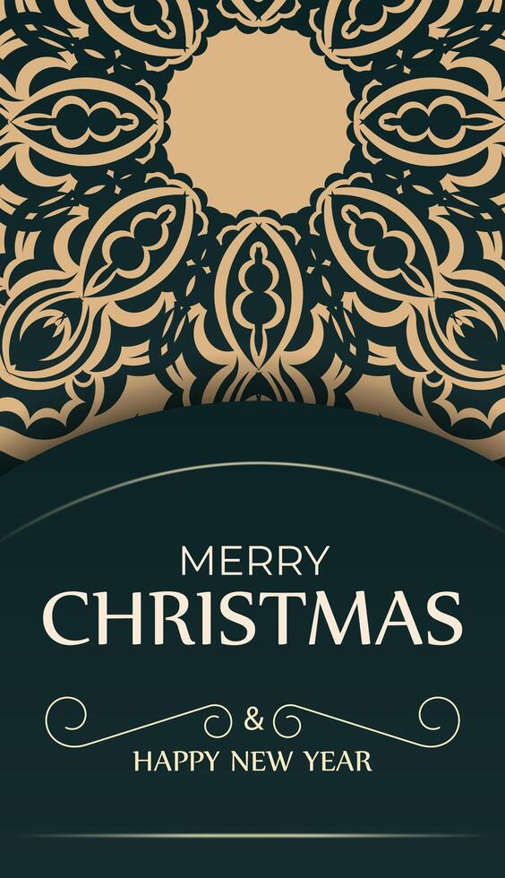 Dark green Happy New Year brochure with luxury yellow ornament vector