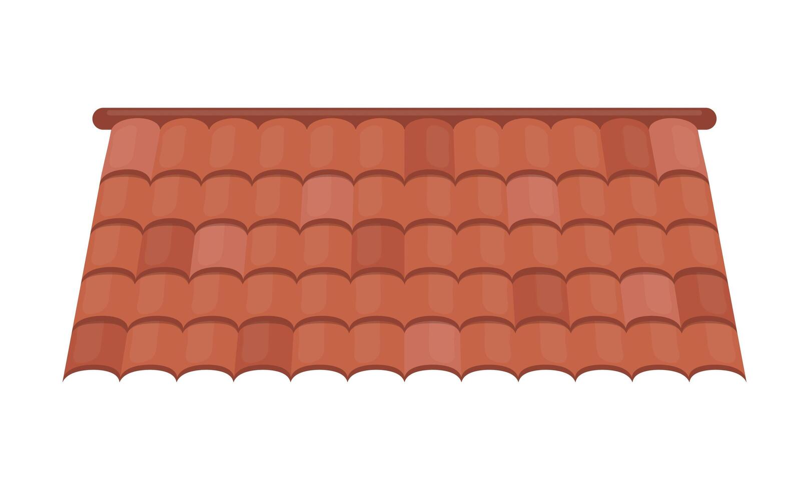 Brown tile roof isolated on white background. Roof for the design of summer cottages. Cartoon style. Vector illustration.