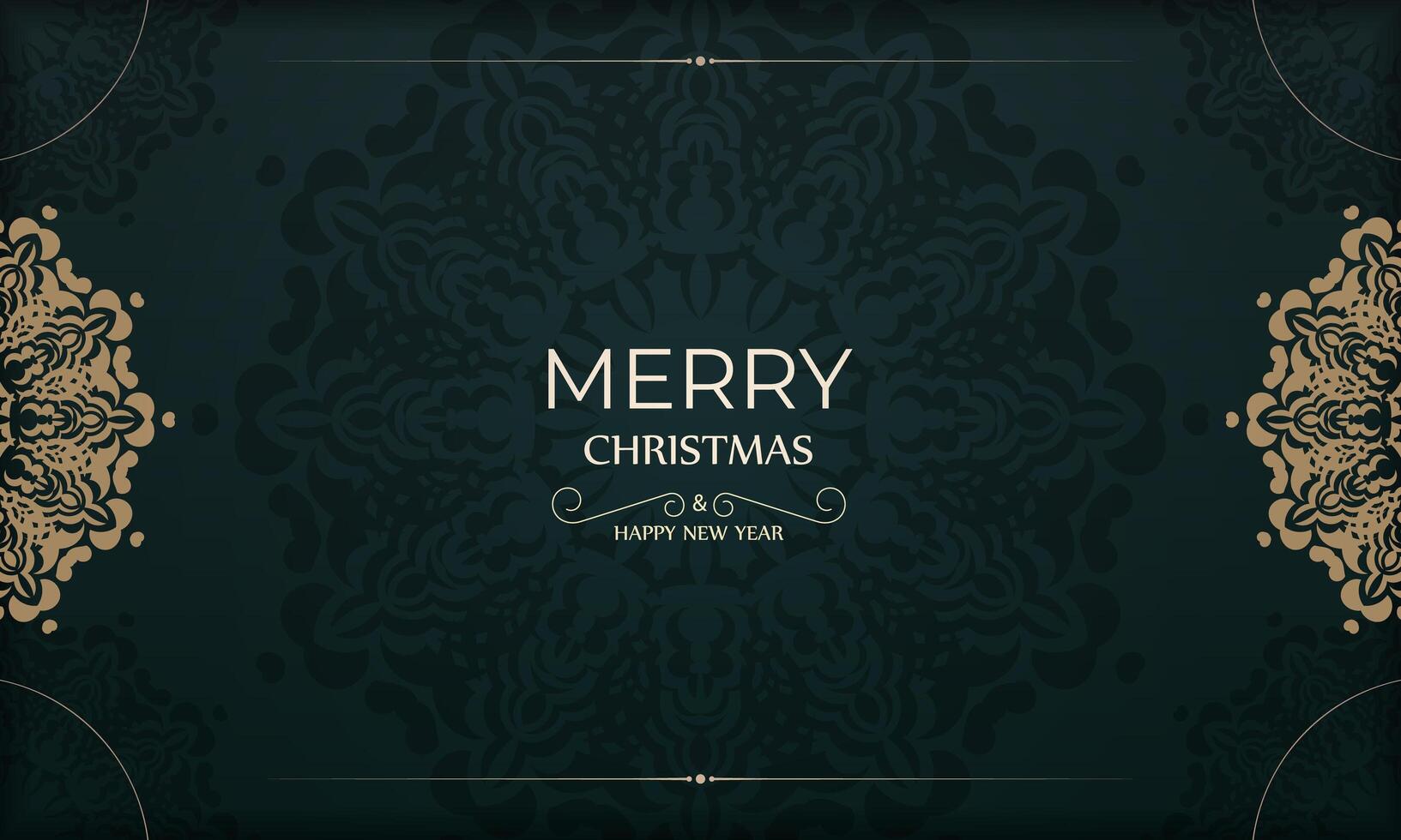 A black and gold christmas card with a floral pattern vector