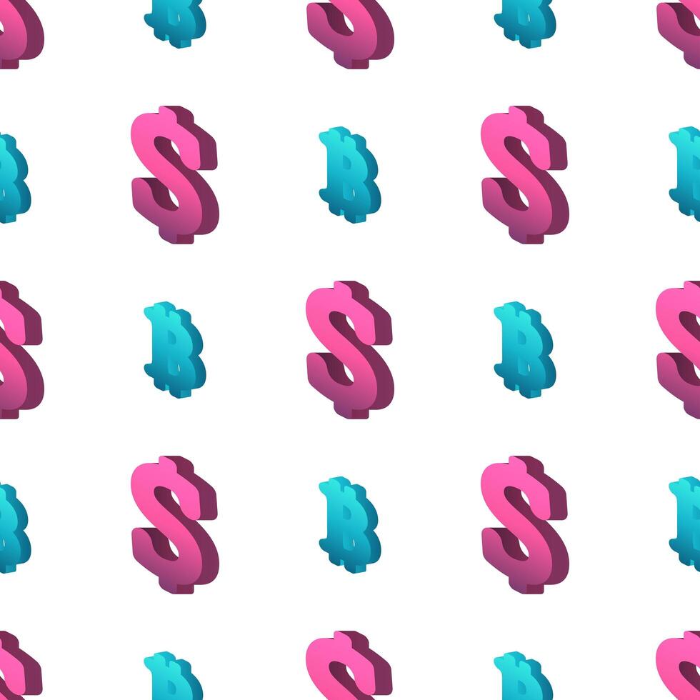 Bitcoin and dollar icon seamless pattern. Endless background for websites and applications. image vector