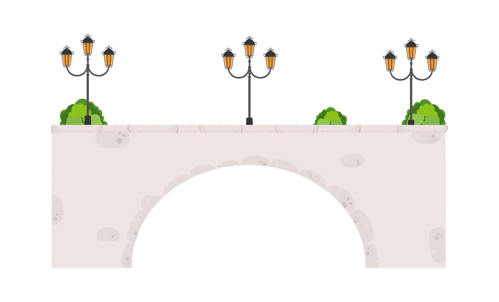 Ilustración de vector de stock de puente de piedra aislado sobre fondo blanco. infografía, imagen del juego.