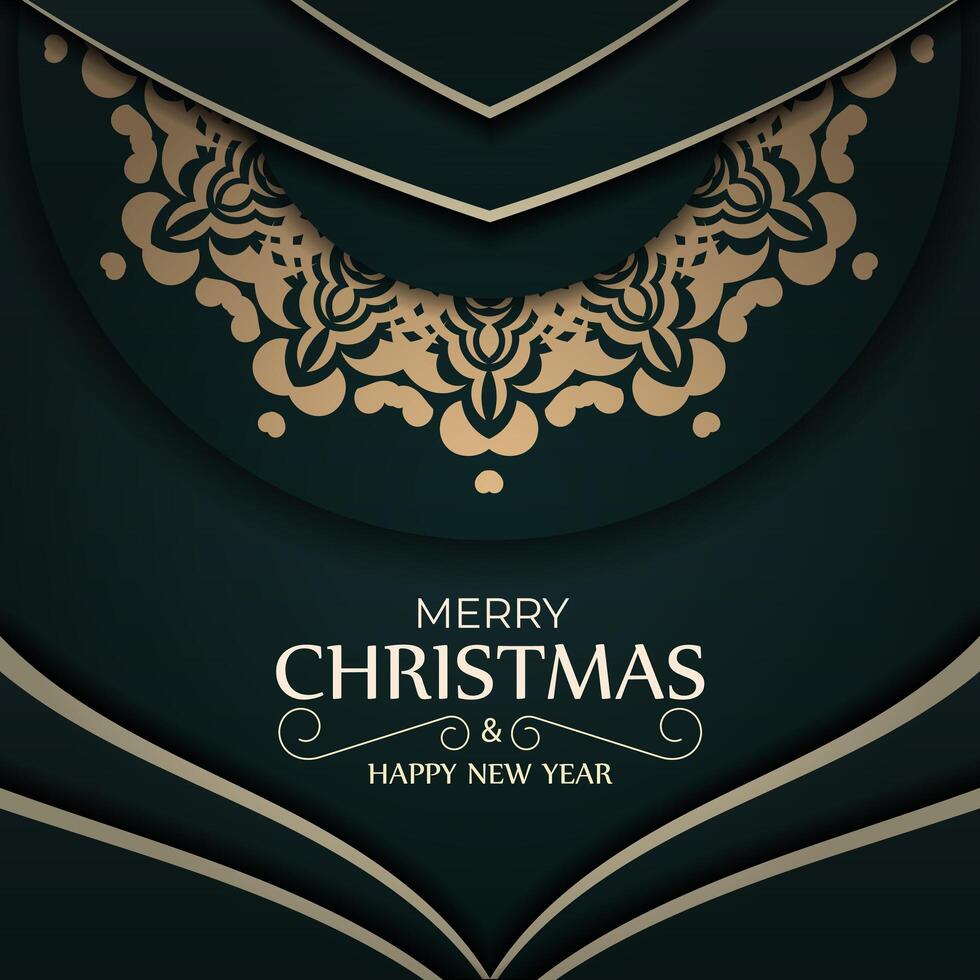 Christmas card with gold ornament and black background vector