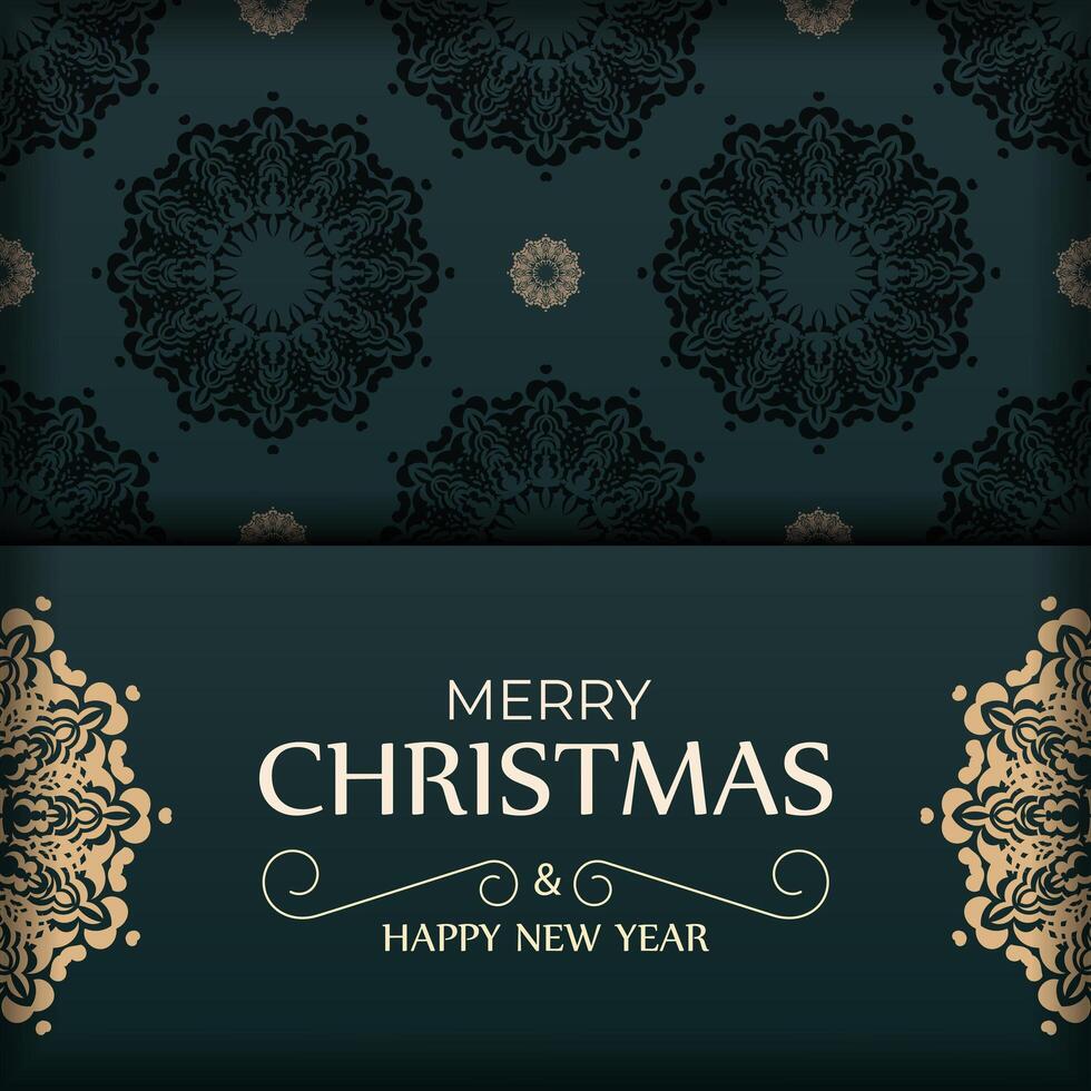Christmas card with gold and black floral pattern vector