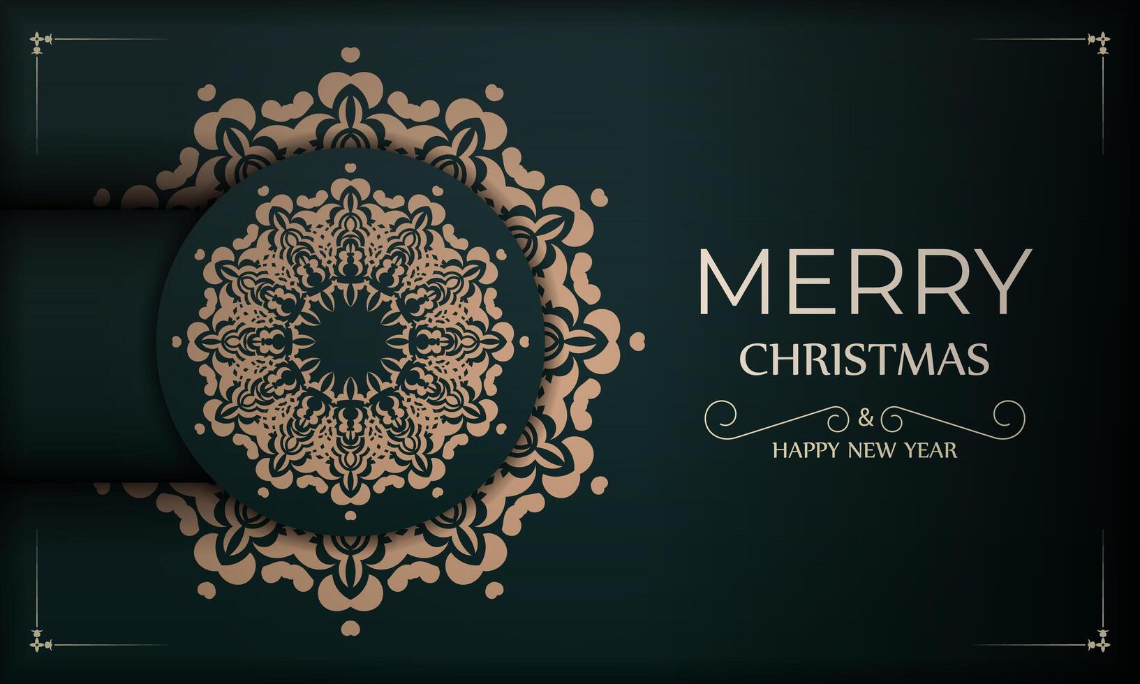 Christmas card with gold ornament on dark background vector