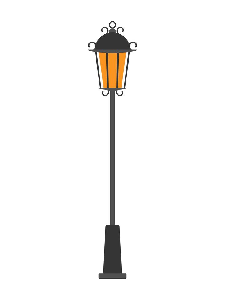 Street lamp post in flat style isolated on white background. Vector illustration.