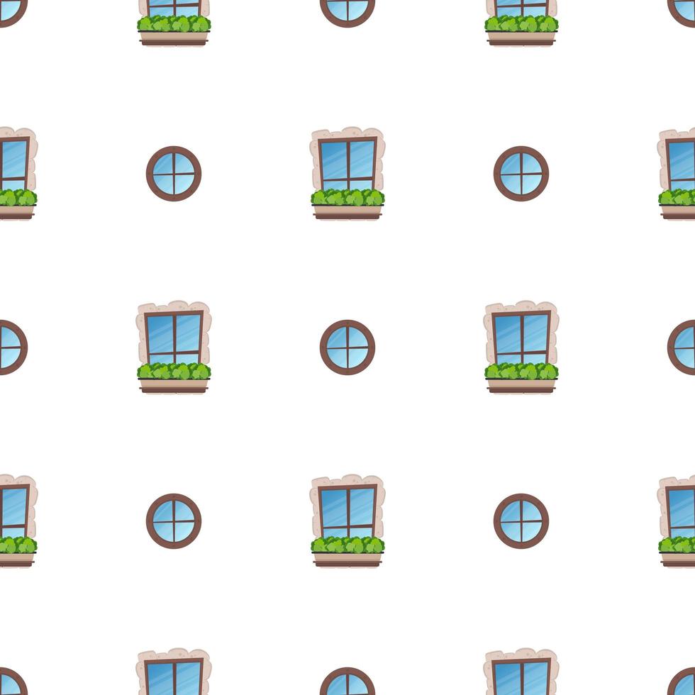 Seamless pattern with windows and flowers. Good for books, and wrapping paper. Vector