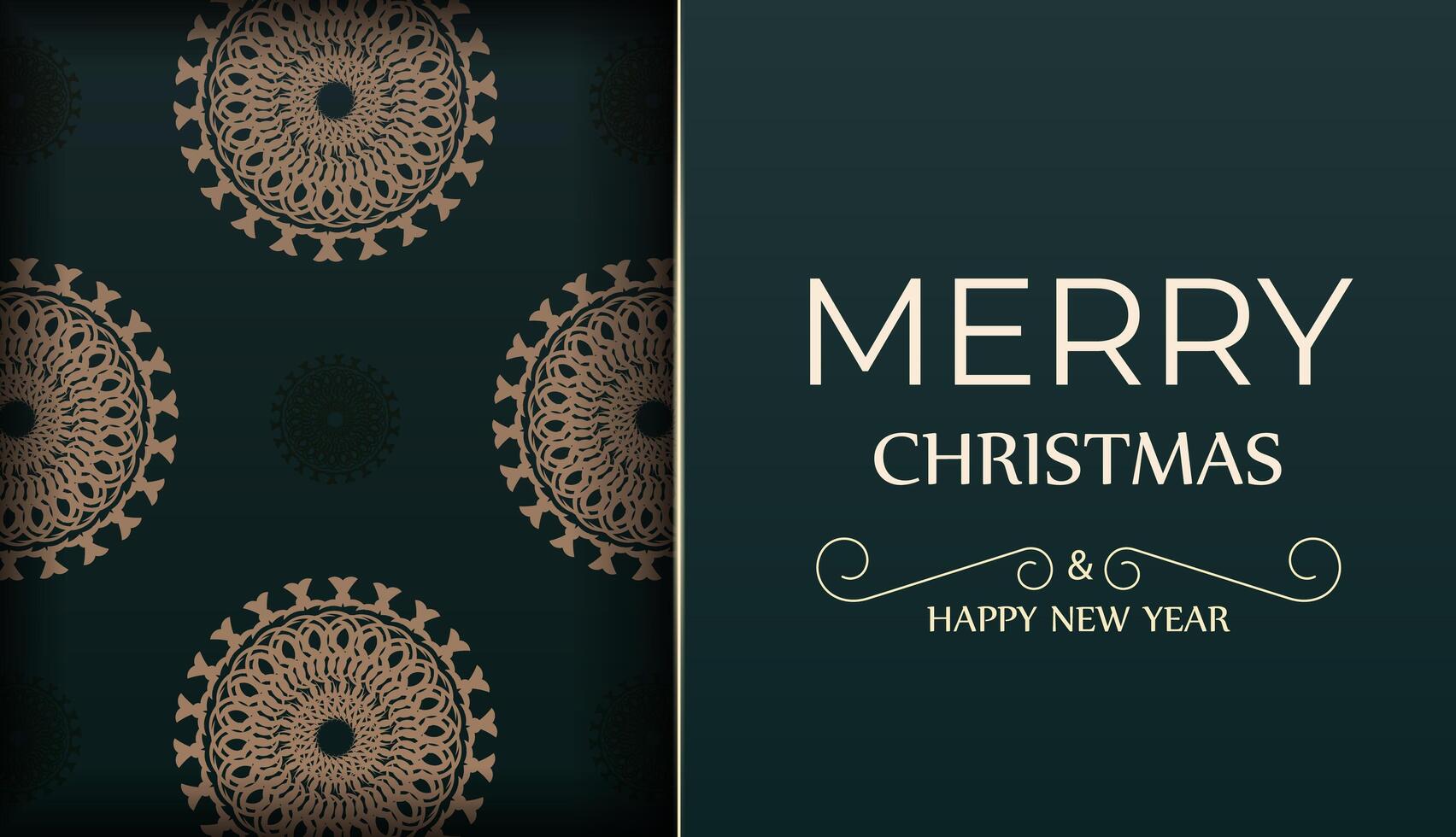 Christmas card with gold and black floral pattern vector