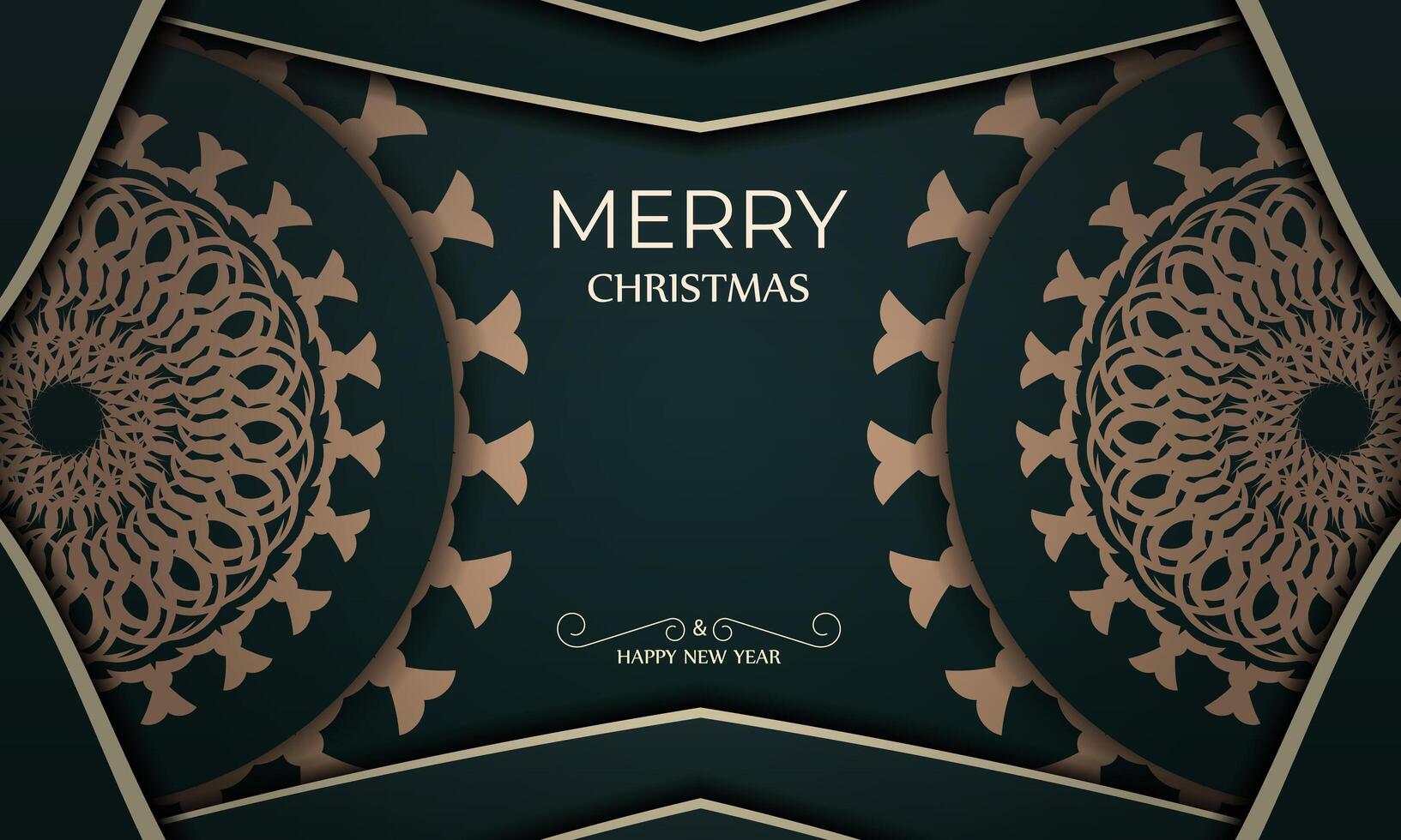 Christmas card with ornate design on dark green background vector