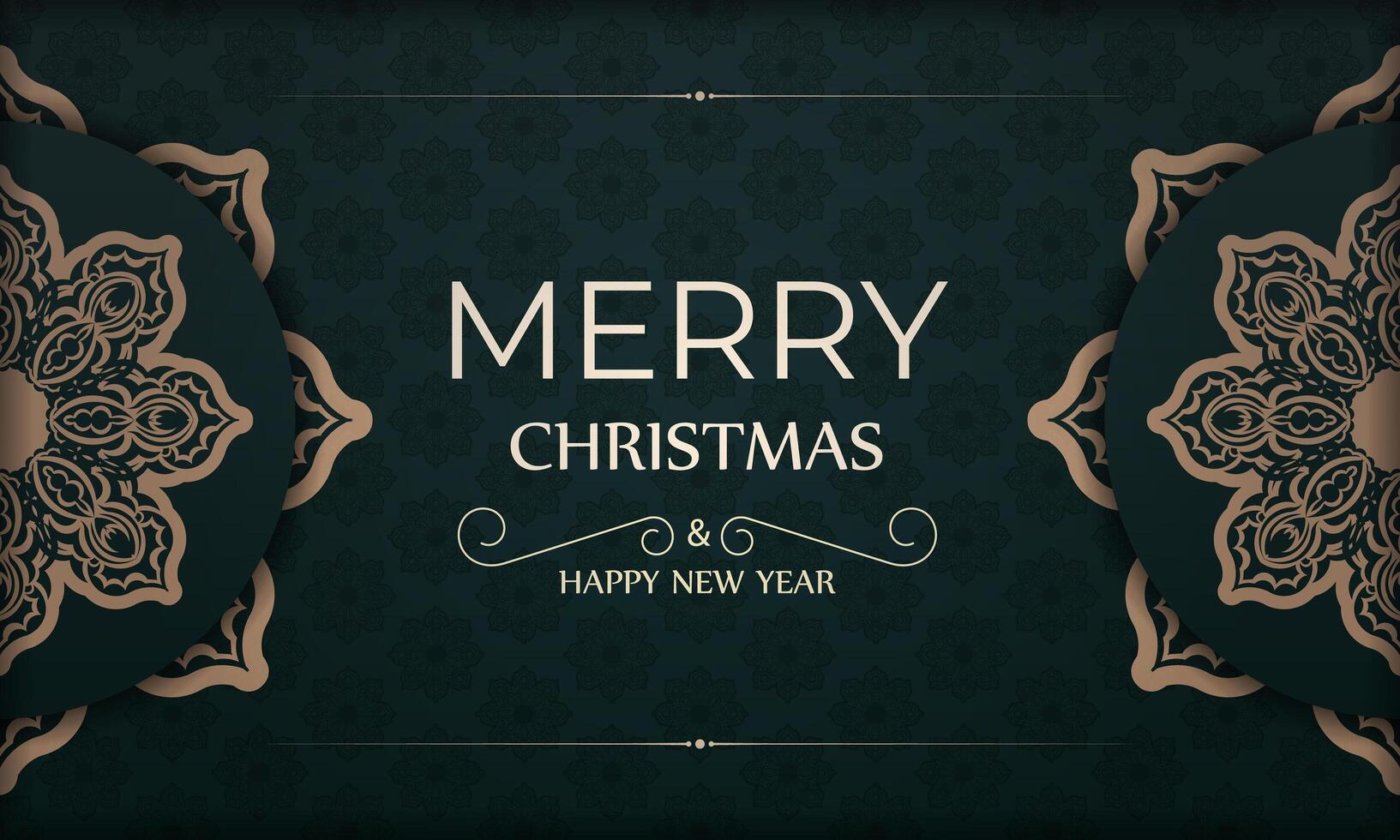 Christmas card with ornate design on dark green background vector