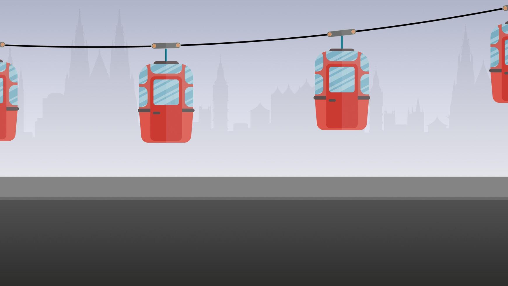 Cable-car on rope-way cartoon drawing vector