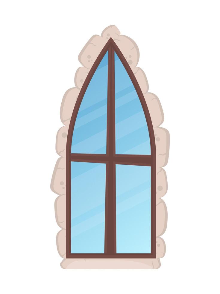 Ventanas antiguas con revestimiento de piedra. estilo de dibujos animados ilustración vectorial vector