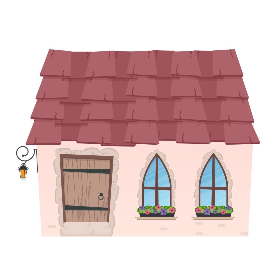 casa en estilo de dibujos animados planos. pequeña casa de campo. aislado sobre fondo blanco. ilustración vectorial vector