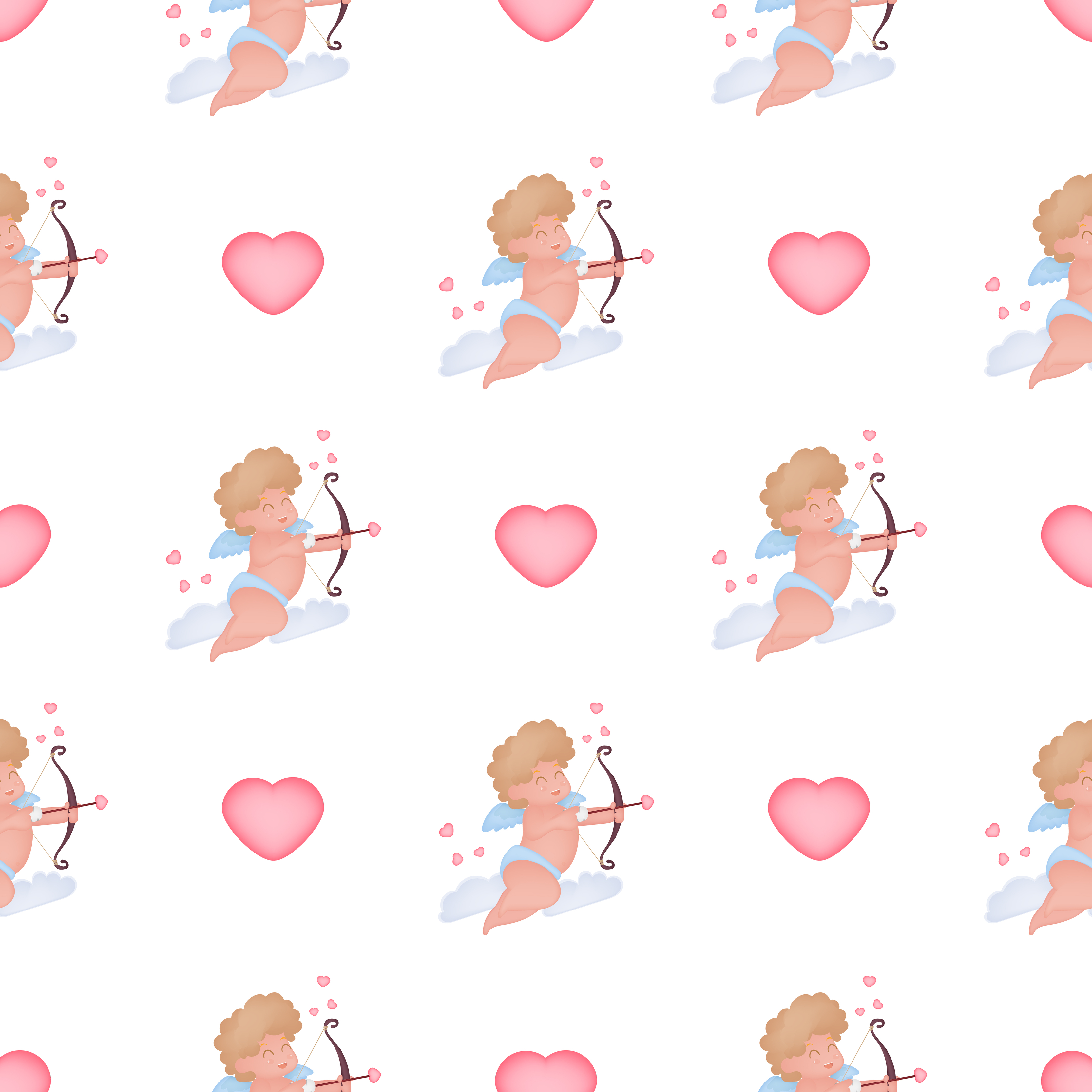Seamless pattern with cupid. Festive pattern. Suitable for postcards