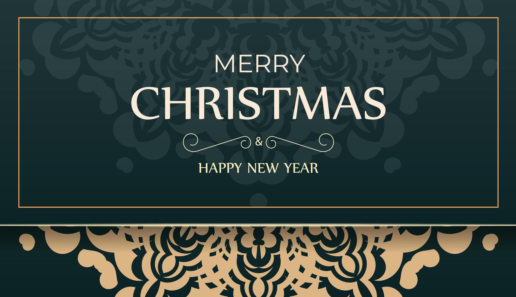 Dark green Happy New Year Brochure template with luxury yellow ornament vector