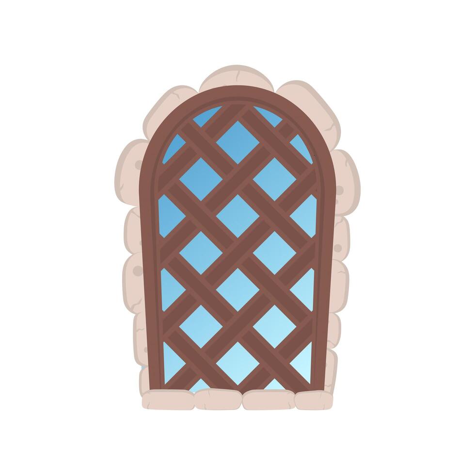 An illustration of a window with a lattice design vector