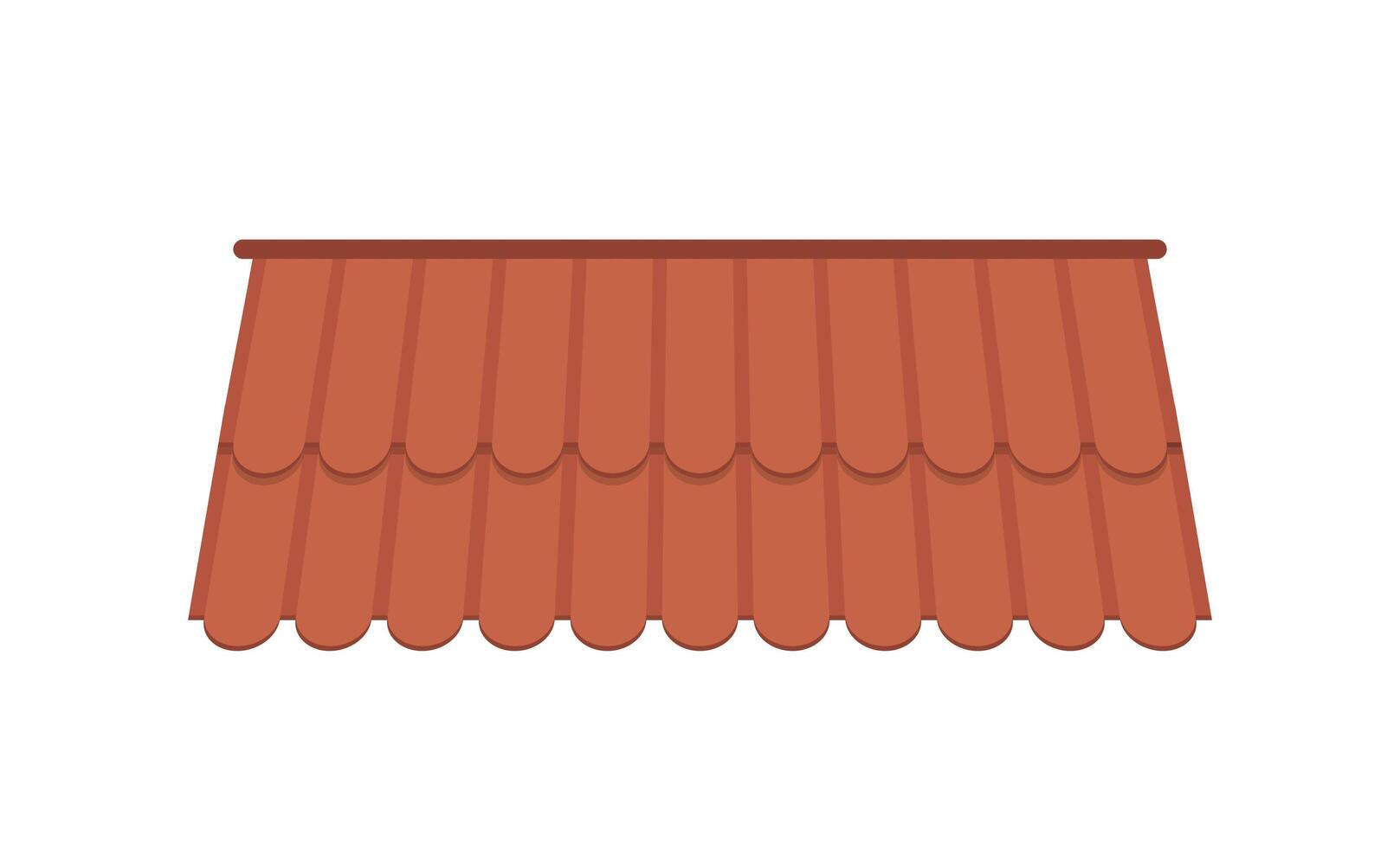 Roof for the design of summer cottages. Brown tile roof isolated on white background. Cartoon style. Vector illustration.