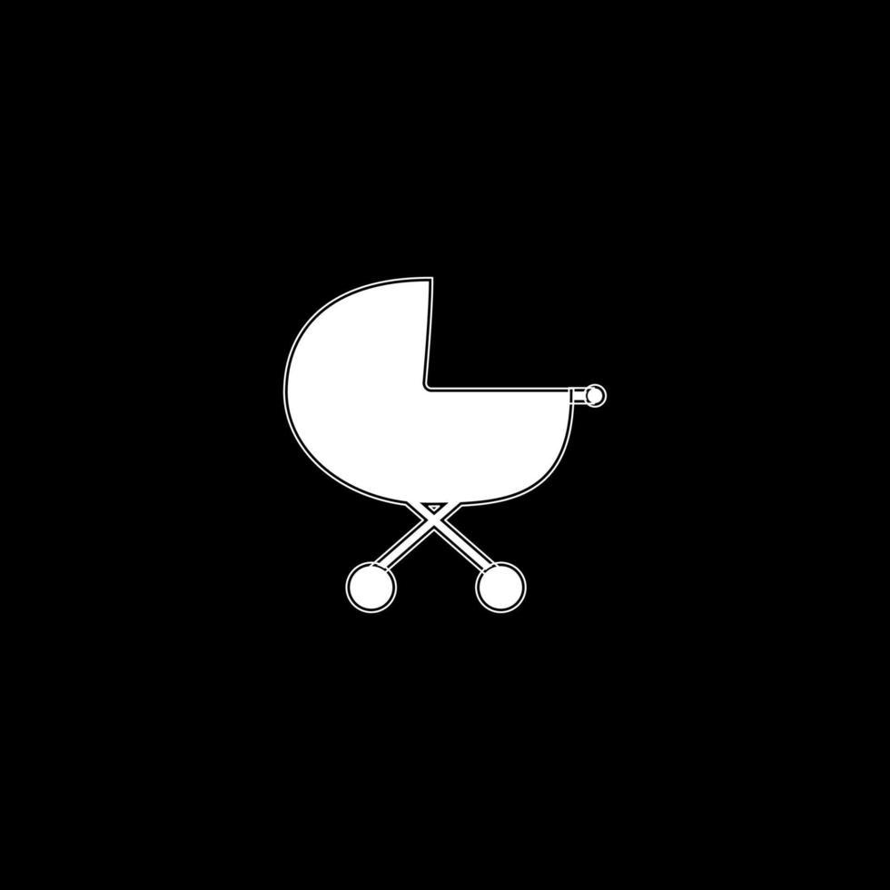 icono de color blanco del carro de bebé vector
