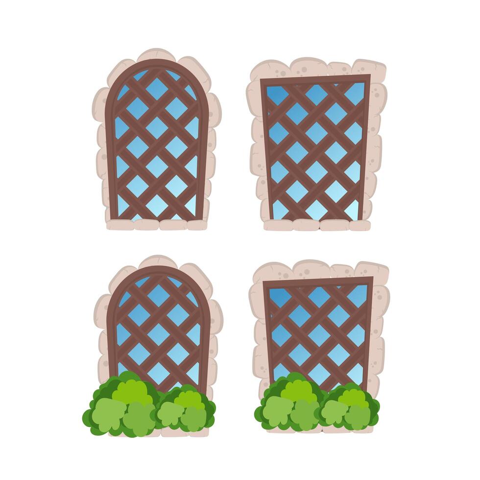 Four different windows with different designs vector
