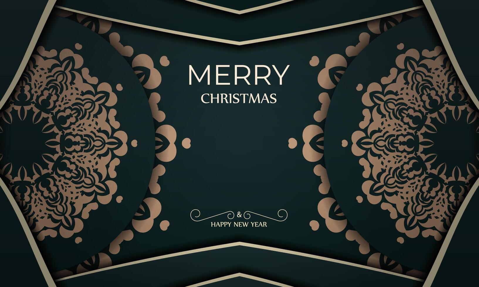 Christmas card with gold and green background vector