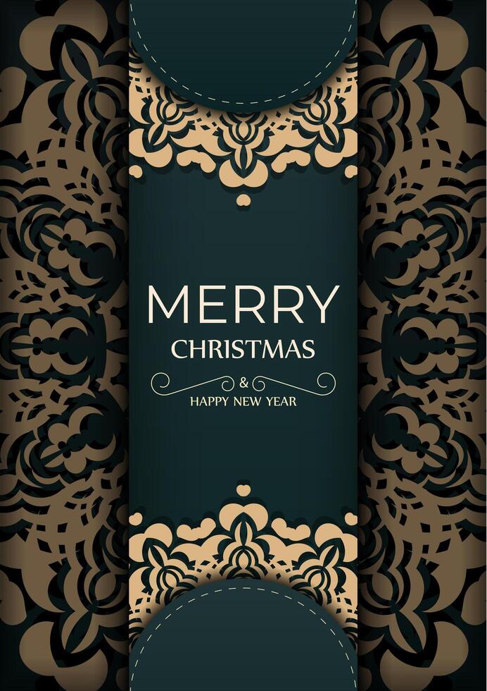 Christmas card with ornate design on dark background vector
