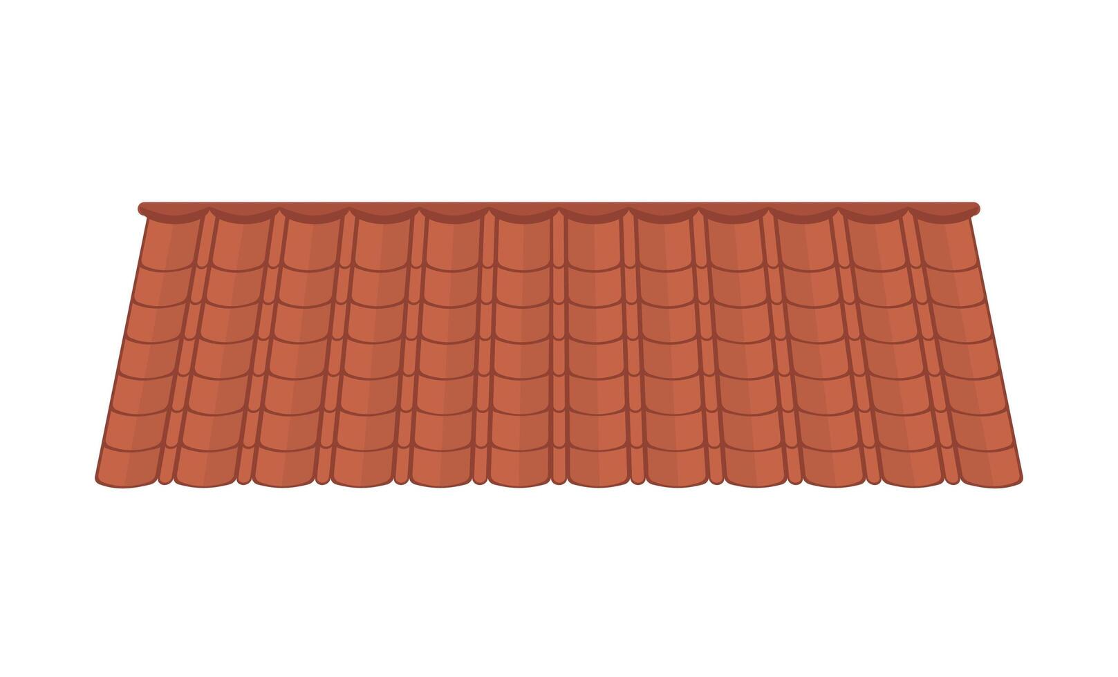 Brown tile roof isolated on white background. Roof for the design of summer cottages. Cartoon style. Vector illustration.