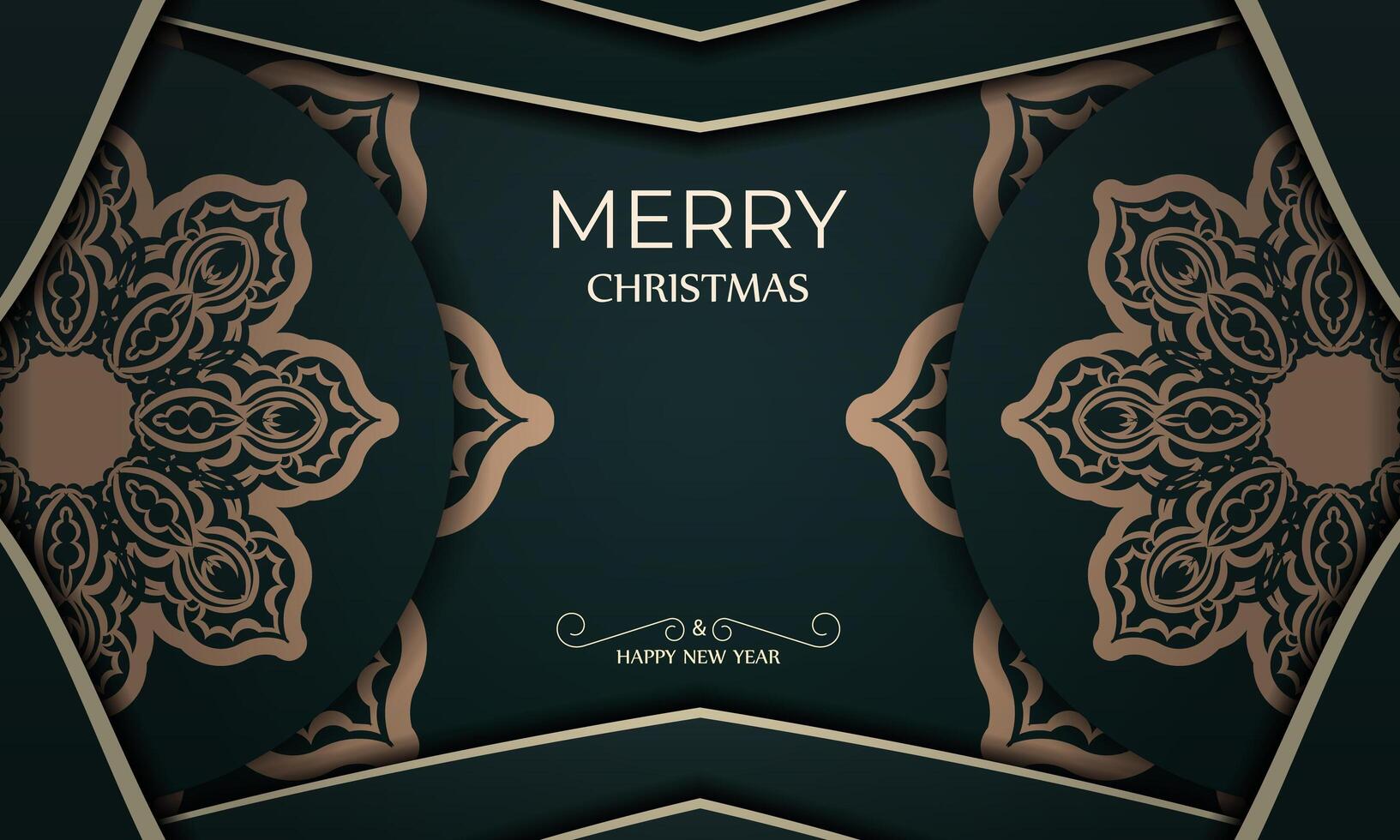 Christmas card with gold and green background vector