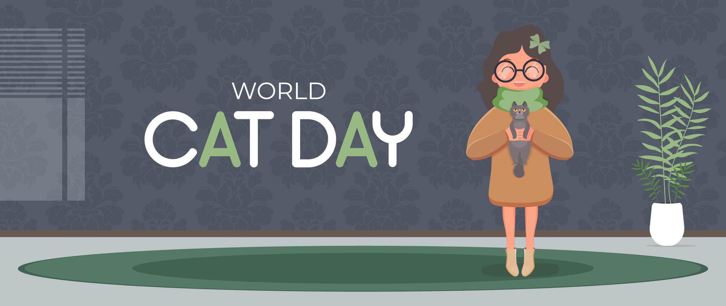 World cat day illustration vector