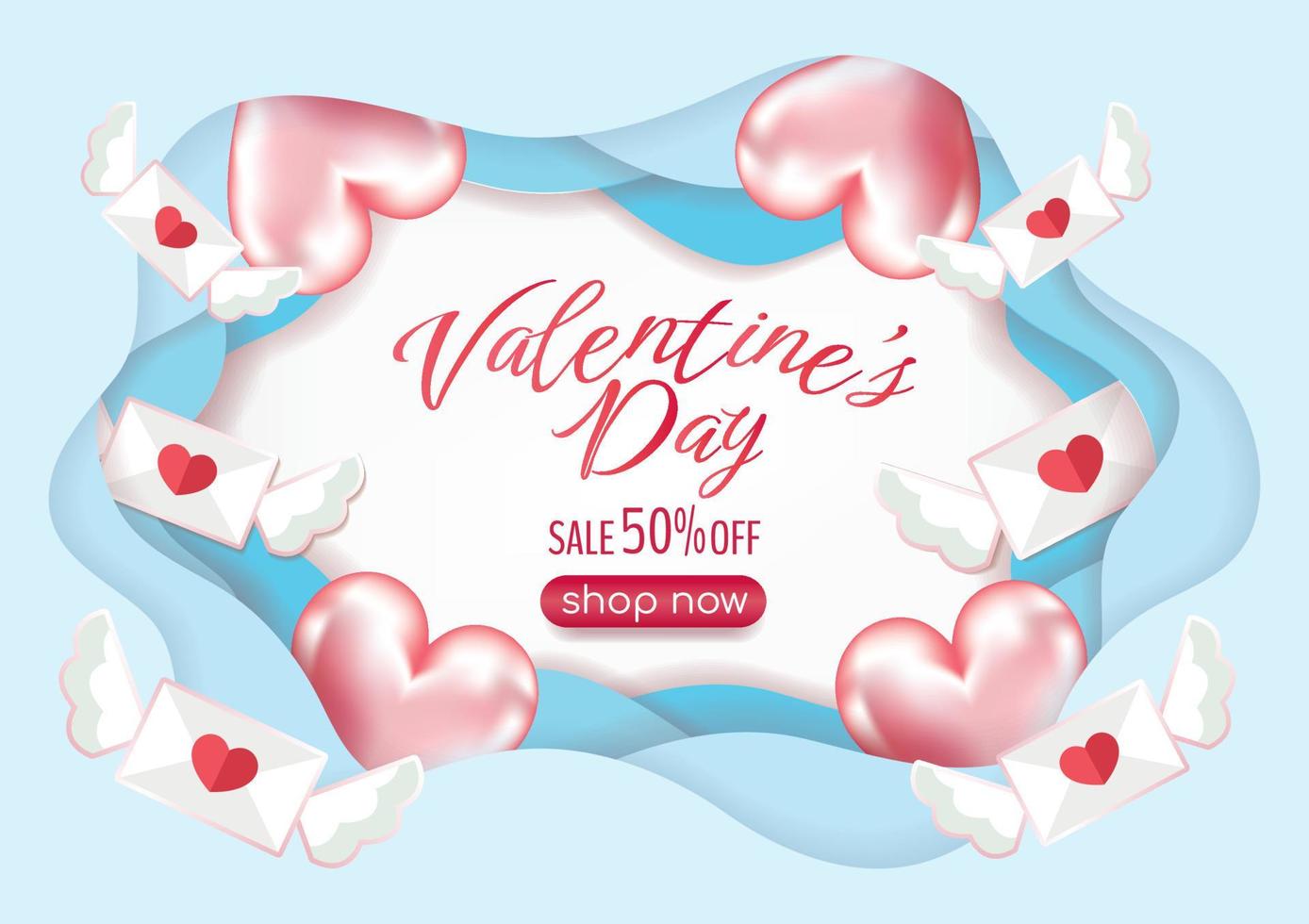 sweet valentines day background and cute heart elements art vector