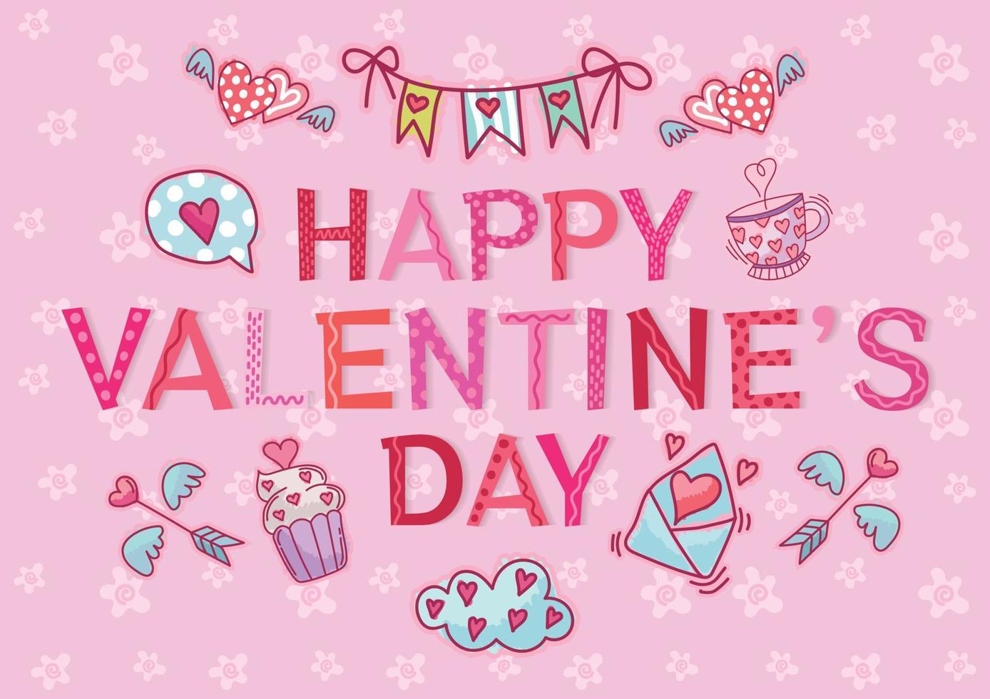 cute romantic valentine background vector