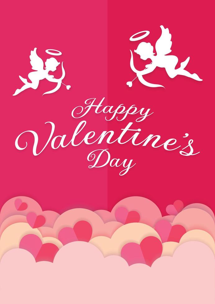 cute valentine's card art pink design vector