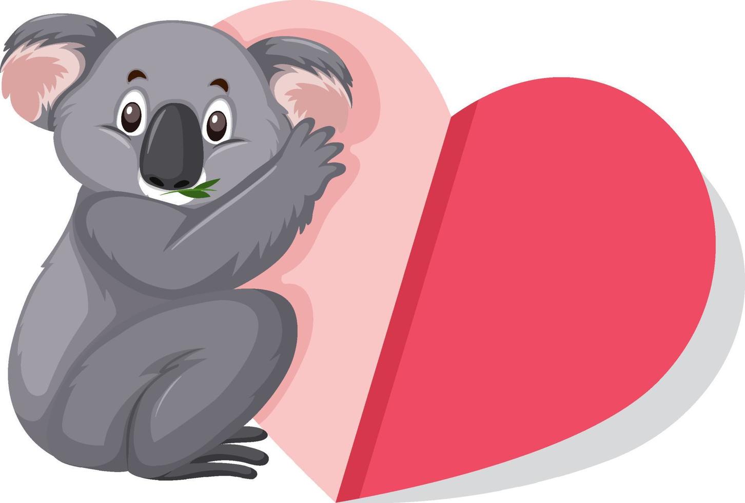 Cute koala hugging a big heart vector