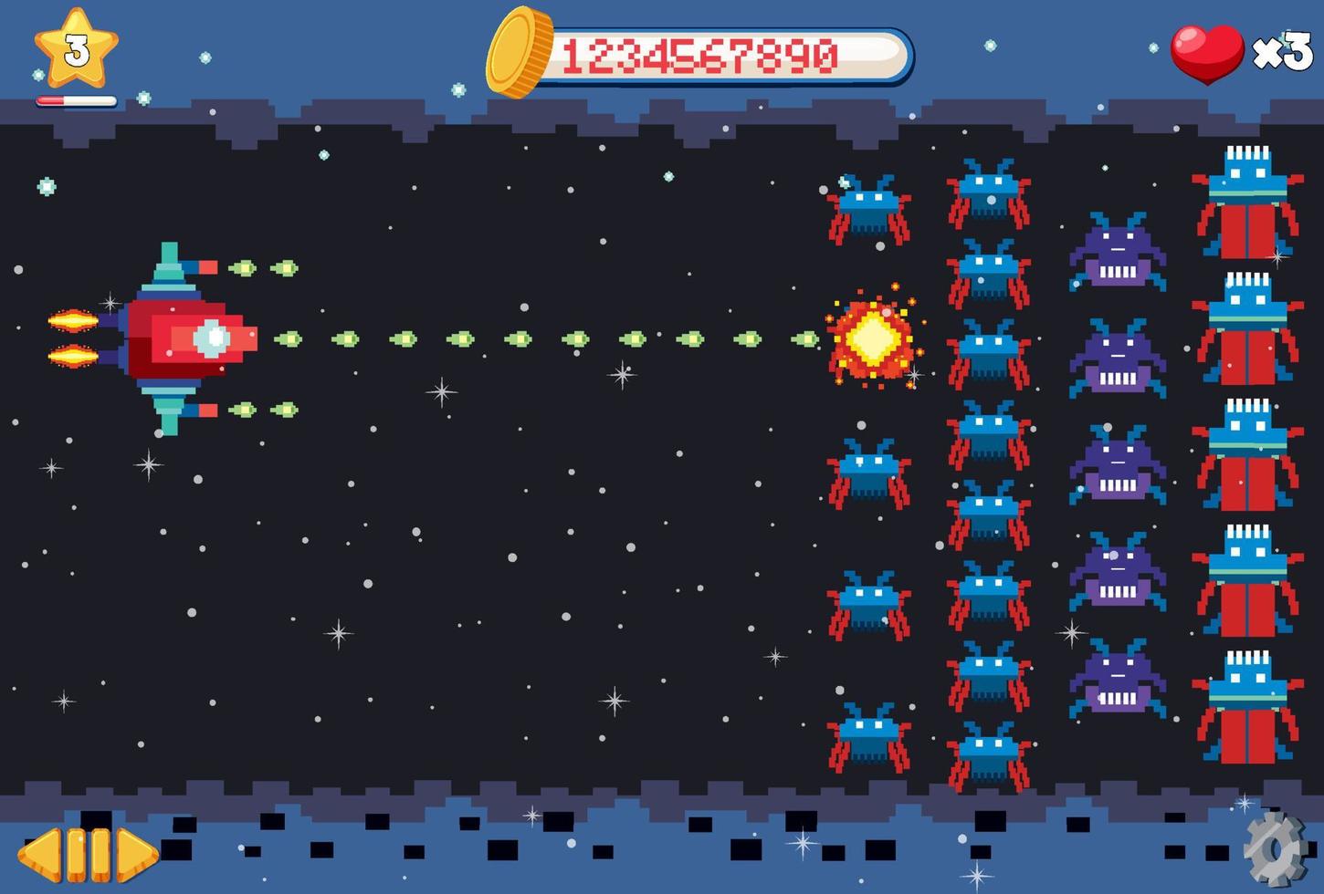 Aarcade pixel space game interface vector