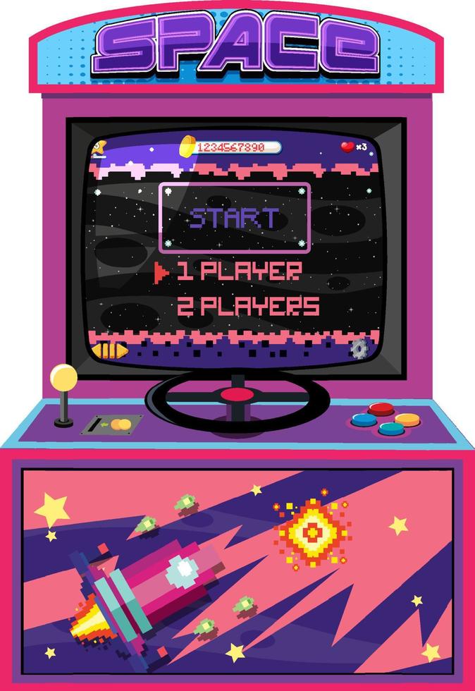 Retro arcade cabinet isolated on white background vector