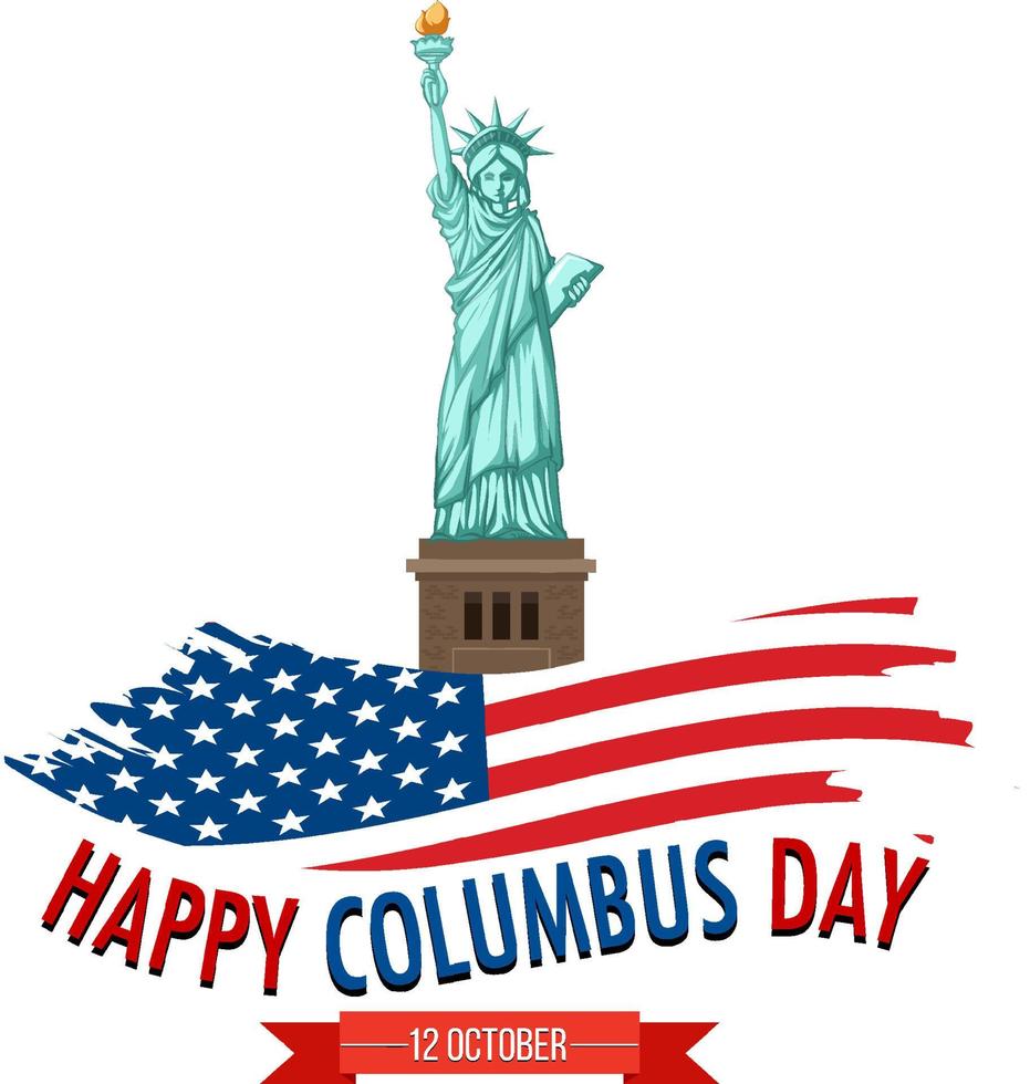 Columbus day banner with statue of liberty vector