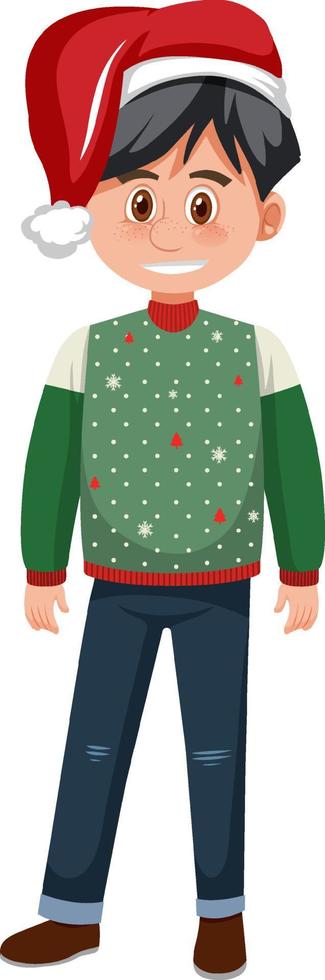 A man wearing Christmas outfits on white background vector