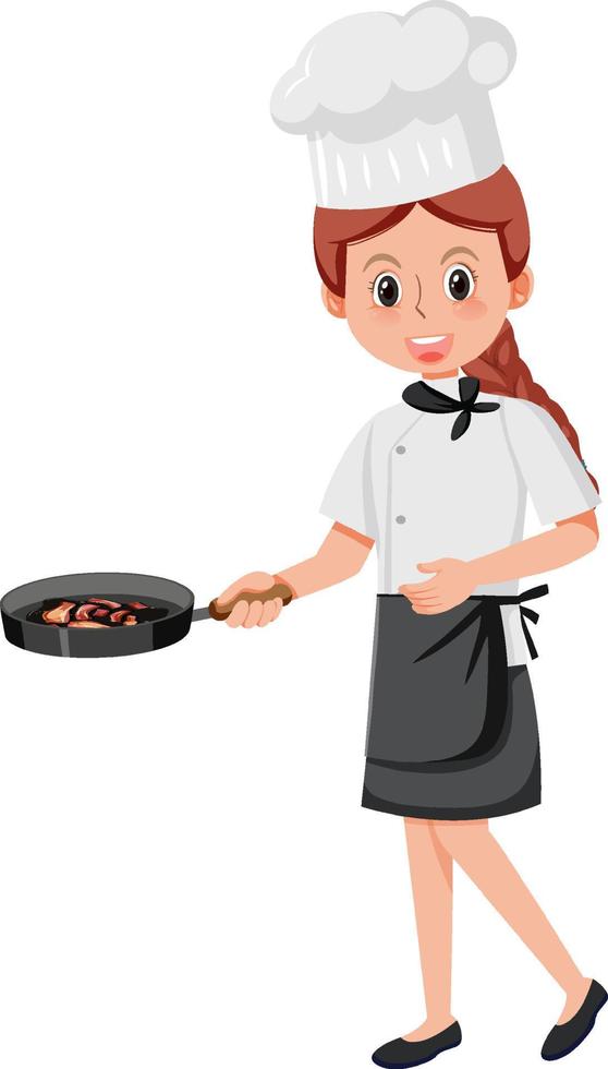 A professional chef holding pan vector
