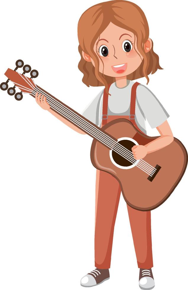 un personaje de dibujos animados de músico femenino sobre fondo blanco vector