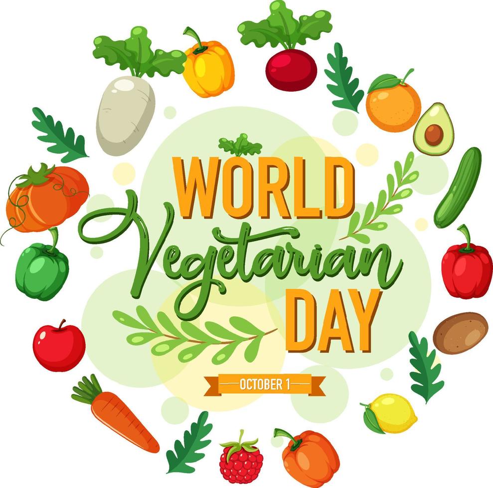 World Vegetarian Day logo with vegetable and fruit vector