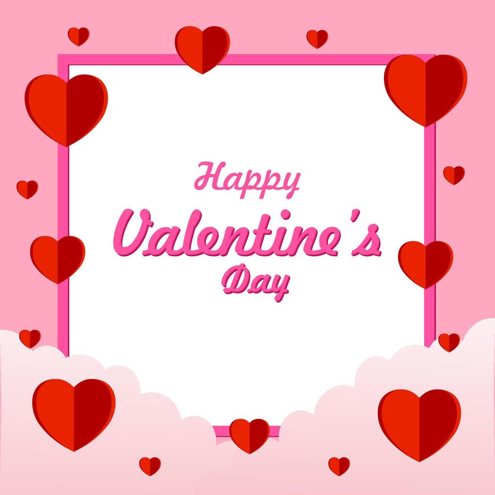 valentines day greeting designs. red heart design paper fold style. pink cloud design. designs for poster templates. vector