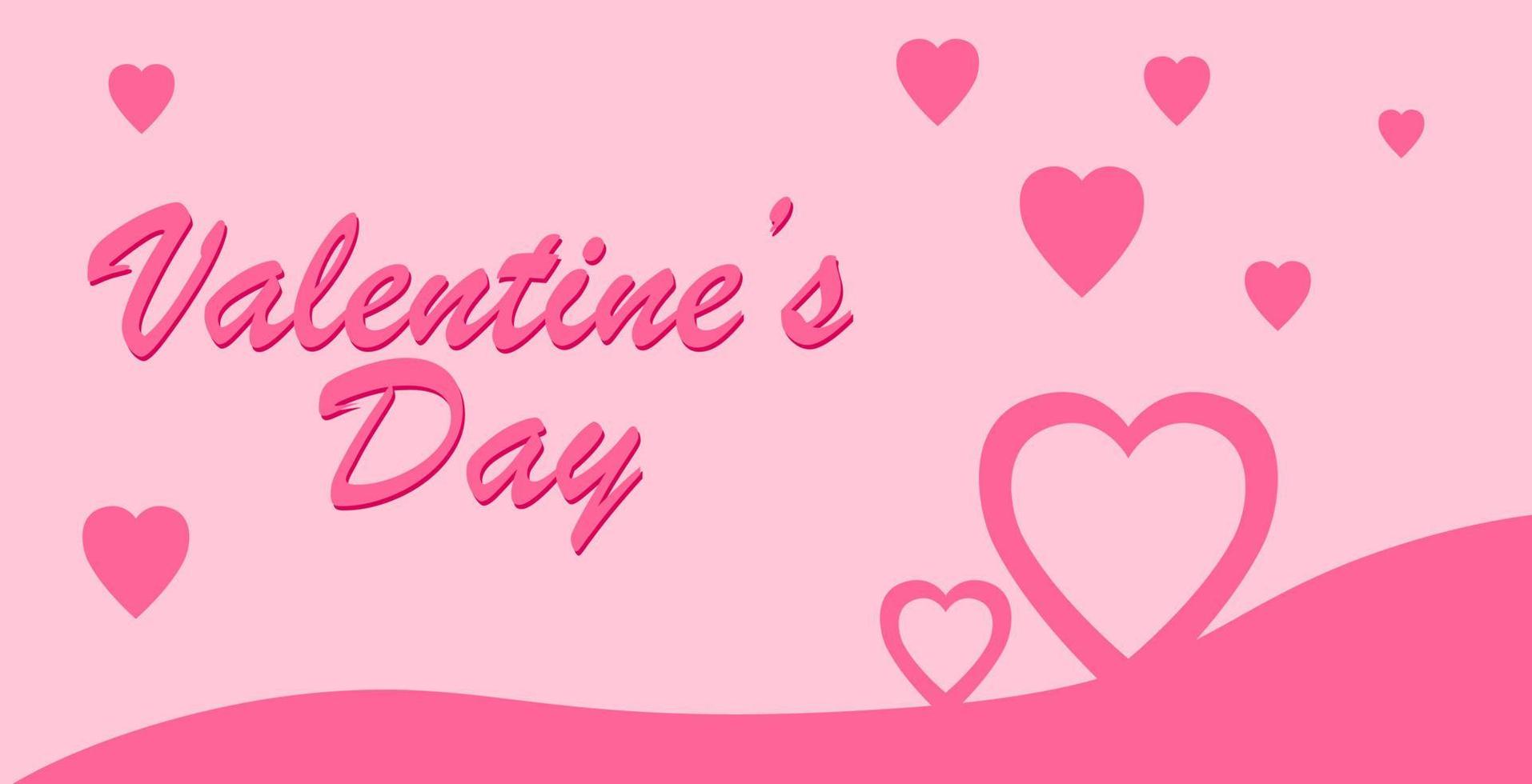 pink valentine's day greeting background design. Valentine's day flat and simple banner design. heart vector design