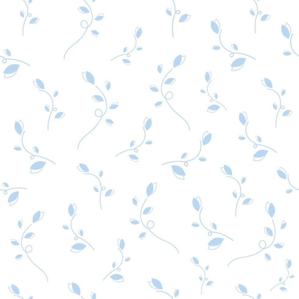 Flower vector illustration. Stylish pattern in a gentle and plain style. Fashion art. Seamless floral pattern. Hand drawn fabric, gift wrap, wall art design. On white background. Light Blue