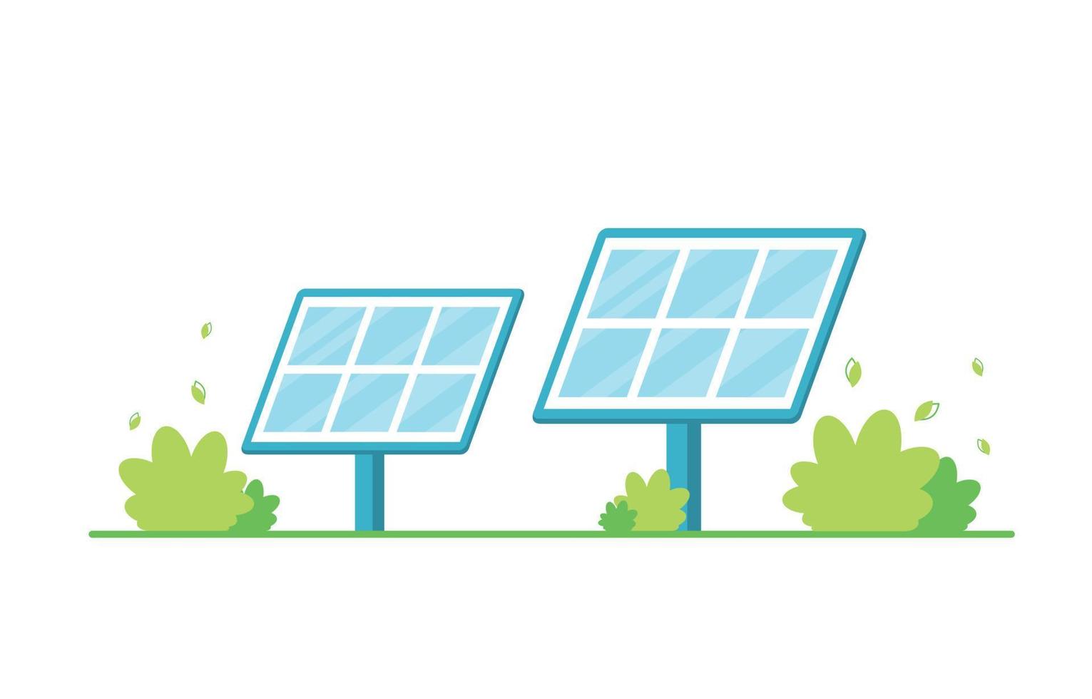 Renewable energy, solar panels station concept, green electricity. Plant. Eco, ecology, natural. On white background vector