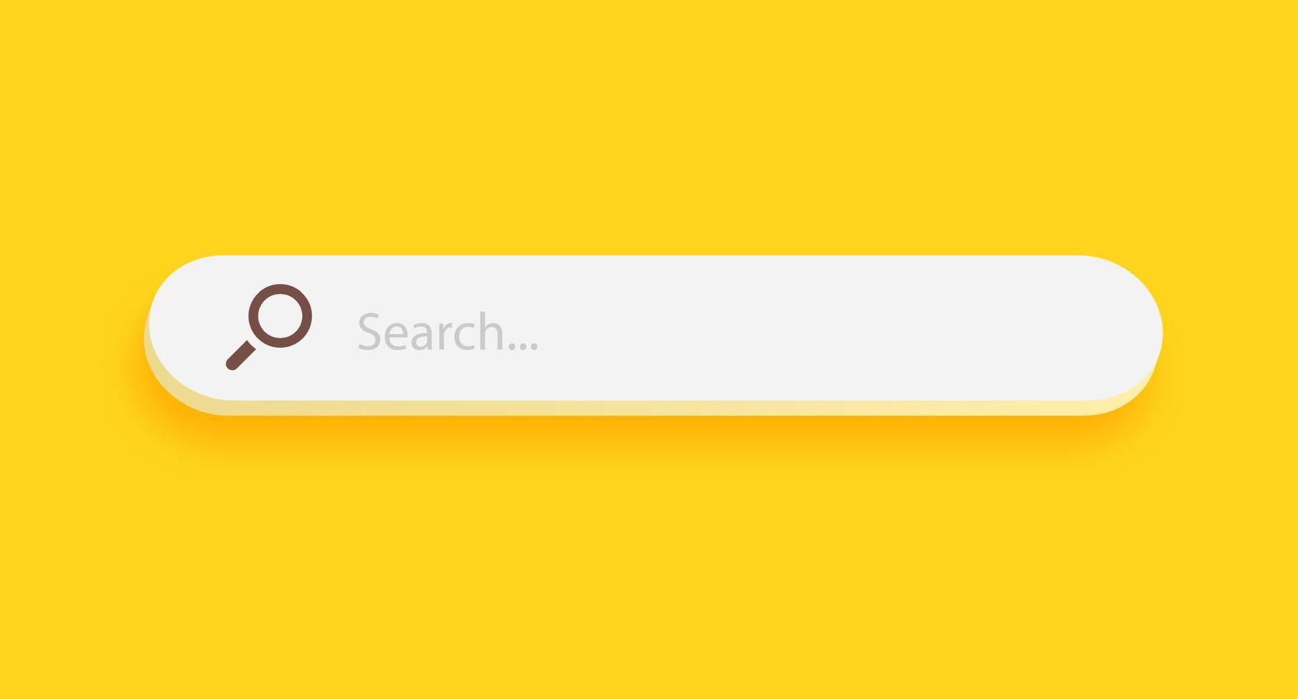 Search bar design element isolated on yellow background. Search bar for UI. Vector illustration.