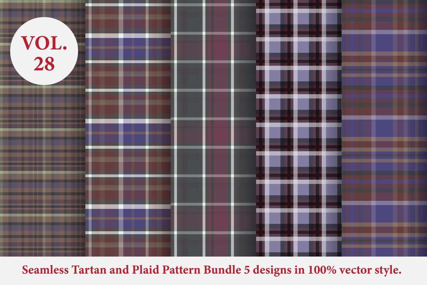 Plaid Pattern Bundle 5 designs Vol.53 Buffalo Vector, Tartan Fabric background wallpaper vector