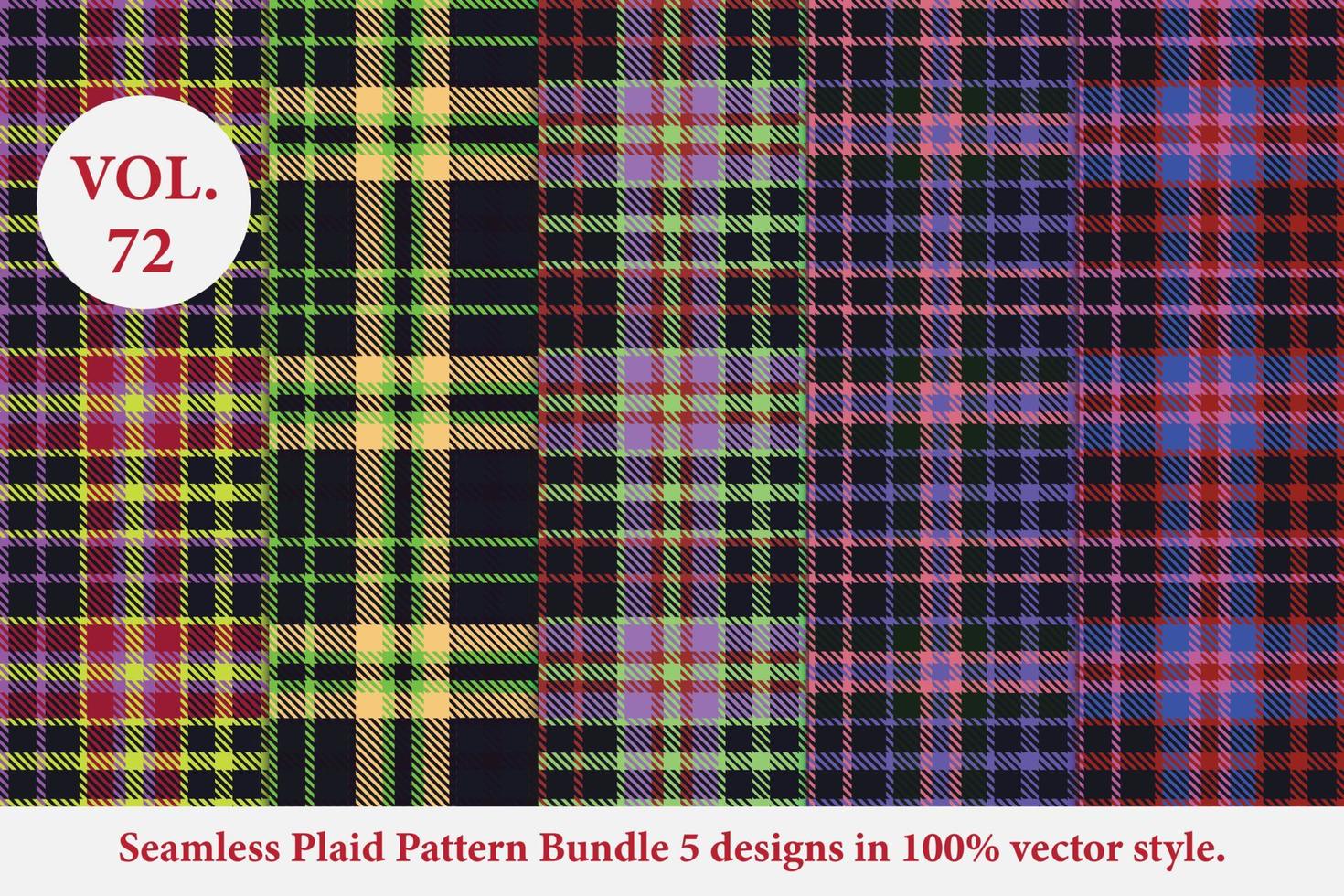 Plaid Pattern Bundle 5 designs Vol.53 Buffalo Vector, Tartan Fabric background wallpaper vector