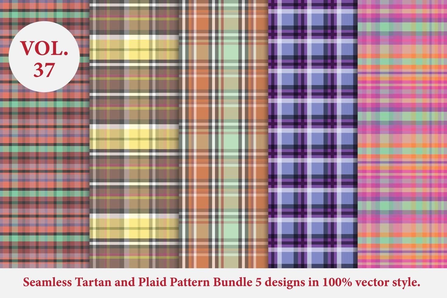 Plaid Pattern Bundle 5 designs Vol.53 Buffalo Vector, Tartan Fabric background wallpaper vector