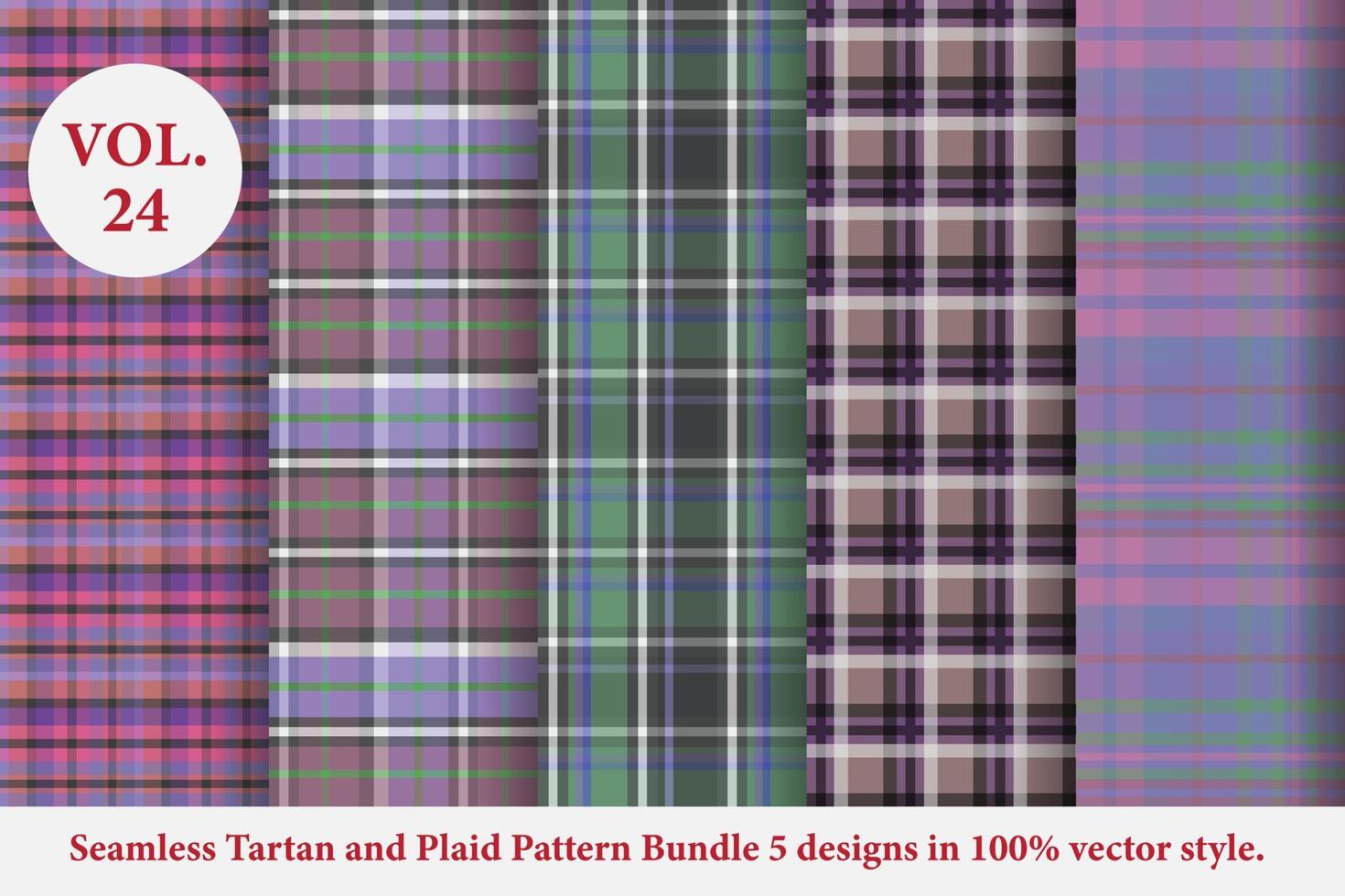 Plaid Pattern Bundle 5 designs Vol.53 Buffalo Vector, Tartan Fabric background wallpaper vector