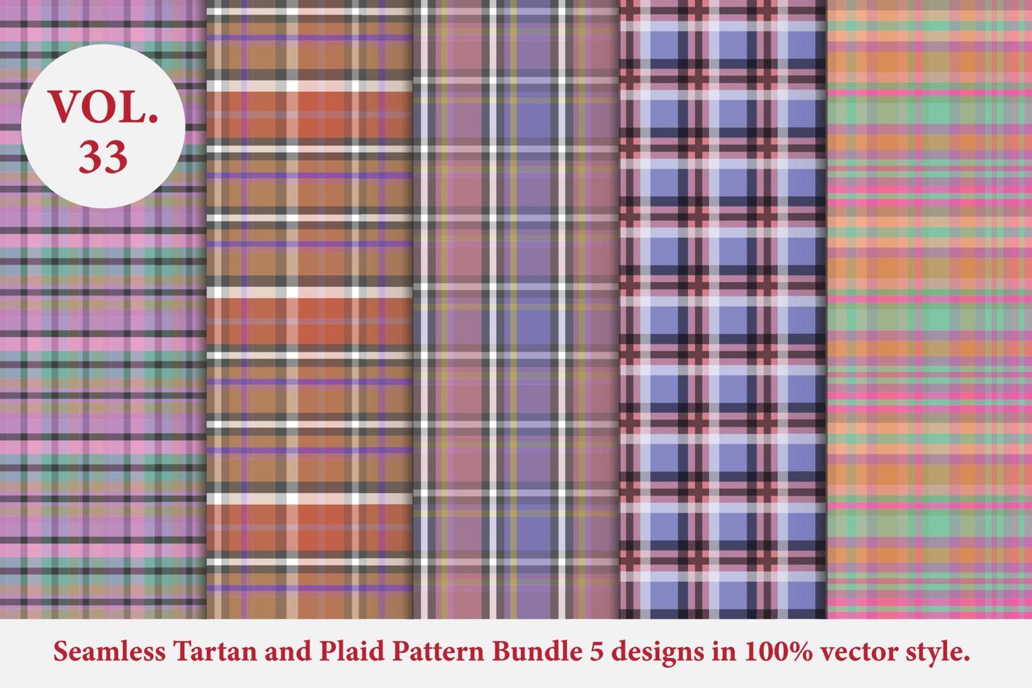 Plaid Pattern Bundle 5 designs Vol.53 Buffalo Vector, Tartan Fabric background wallpaper vector