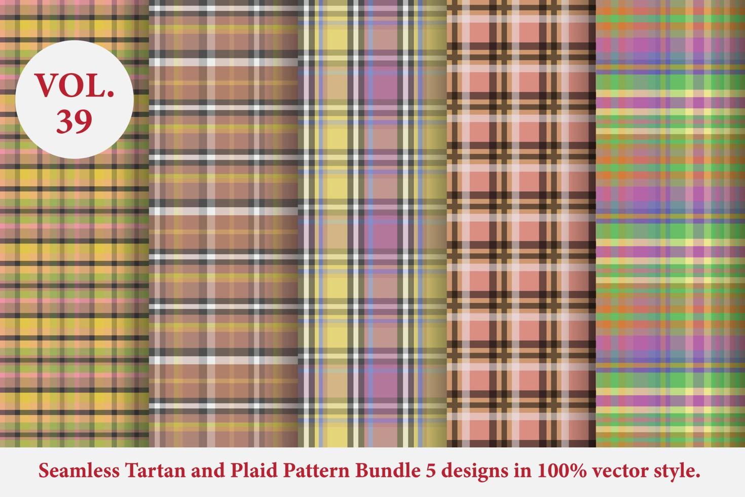 Plaid Pattern Bundle 5 designs Vol.53 Buffalo Vector, Tartan Fabric background wallpaper vector